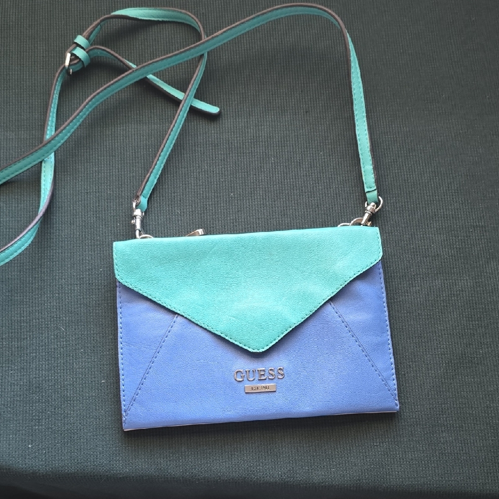GUESS Stylish Crossbody Bag - Aqua and Lavender